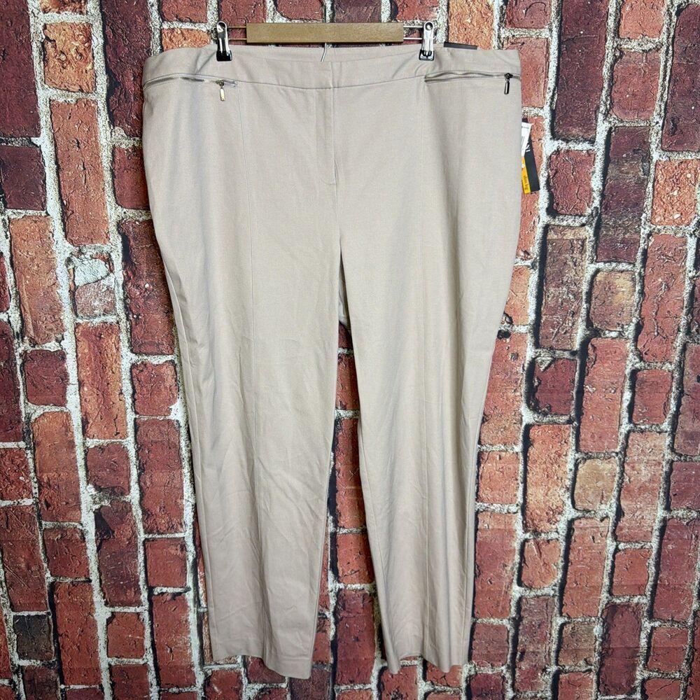 Alfani 24W Tummy Control Slim Leg Pants Beige Womens Plus Size NWT